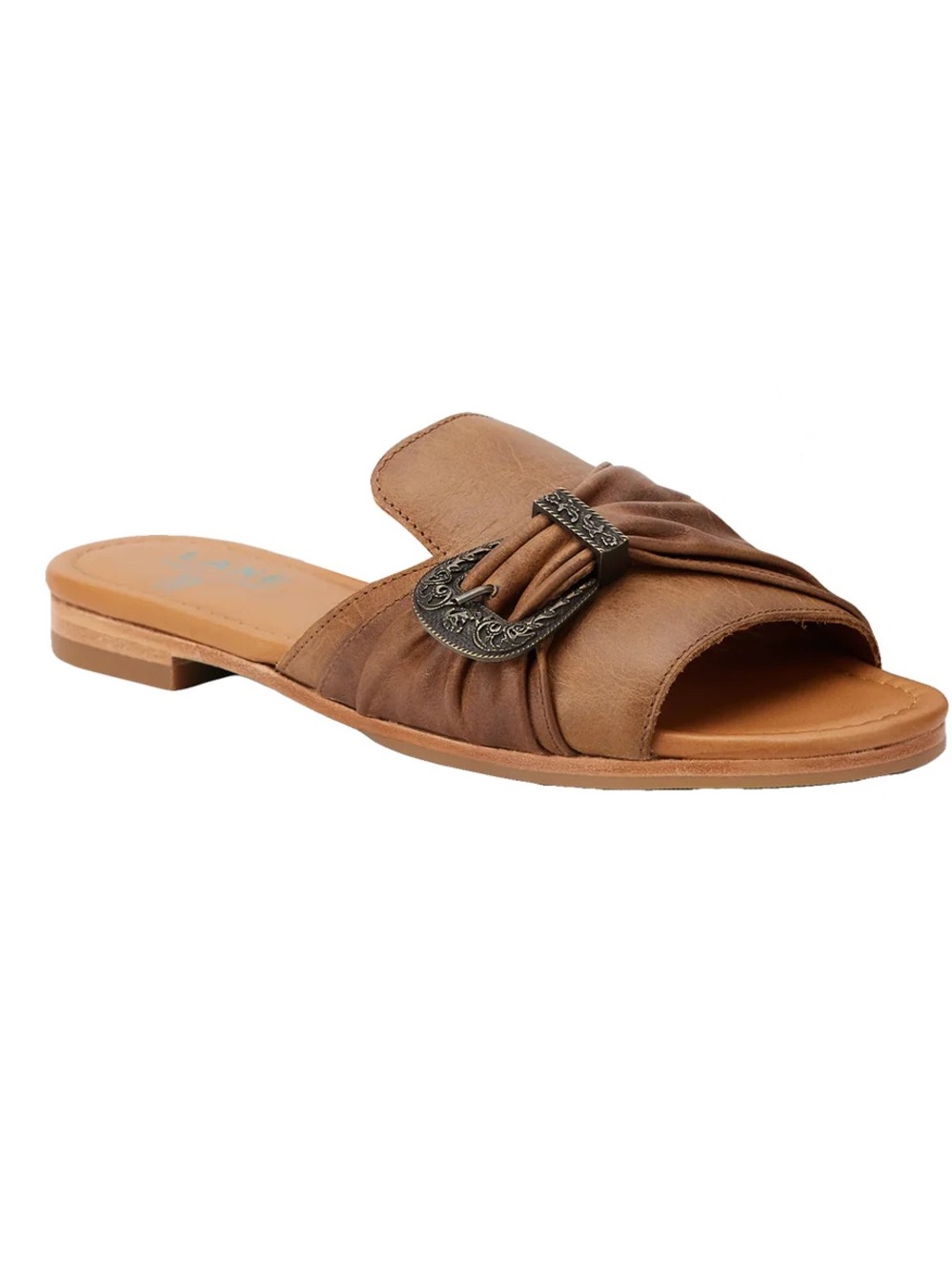 Classic Brown Slide Sandals with Decorative Buckle